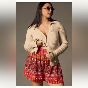 Anthropologie Ruched Wide Leg Shorts XL